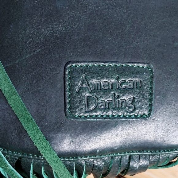 Hand Crafted Brown and Green Fringed Crossbody Bag - Picture 8 of 9